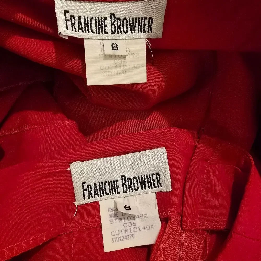 FRANCINE BROWER Women's Brazer Skirt Set Red‎ size 6 Vintage
